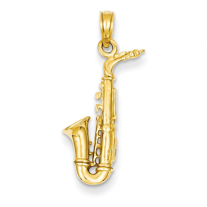 3-D Saxophone Pendant 14k Gold C3135