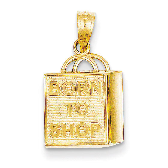Shopping Bag Born to Shop Pendant 14k Gold C3217