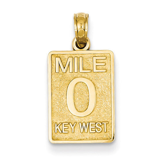 Mile 0 Key West Mile Marker Pendant 14k Gold C3262