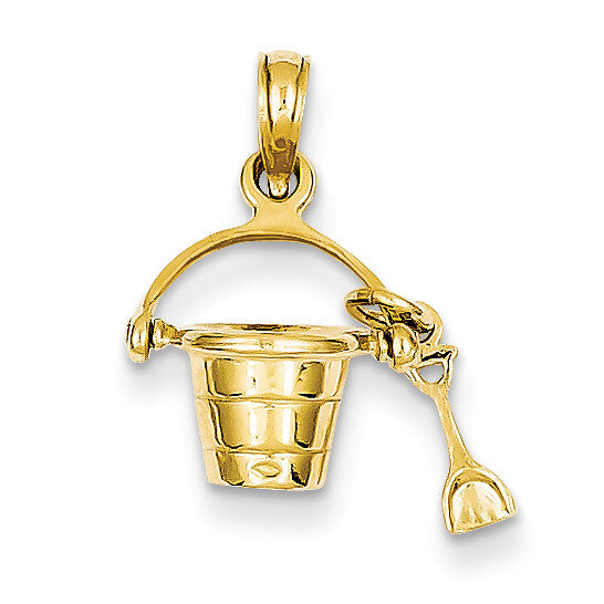 3-D Beach Bucket with Shovel Charm 14k Gold C3305, MPN: C3305, 637218068395