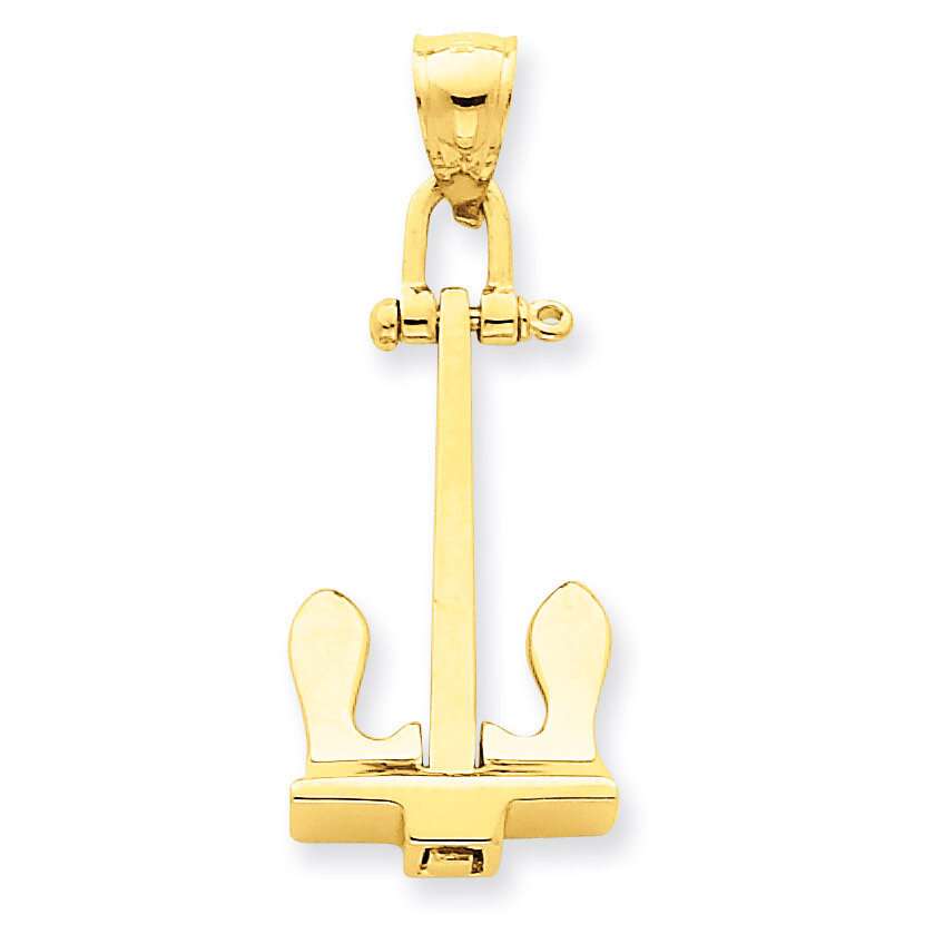 3-D T-Bar Style Anchor Pendant 14k Gold C3340