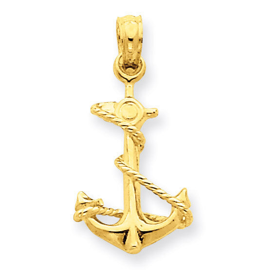 3-D Anchor with Rope Pendant 14k Gold C3343
