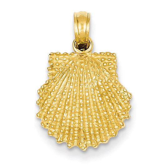 Textured Scallop Shell Pendant 14k Gold C3376