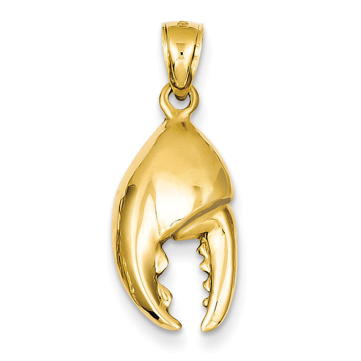 3-D Moveable Stone Crab Claw Pendant 14k Gold C3409