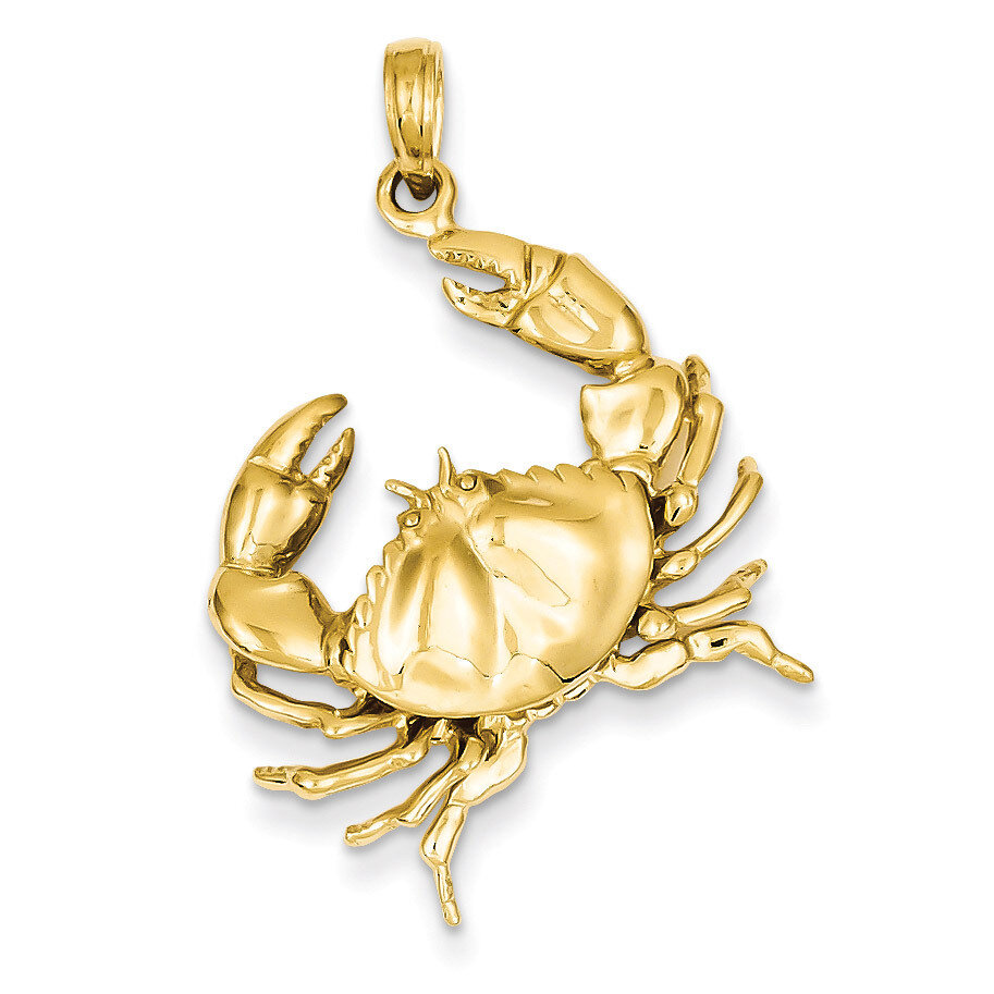 Stone Crab with Claw Extended Pendant 14k Gold C3412