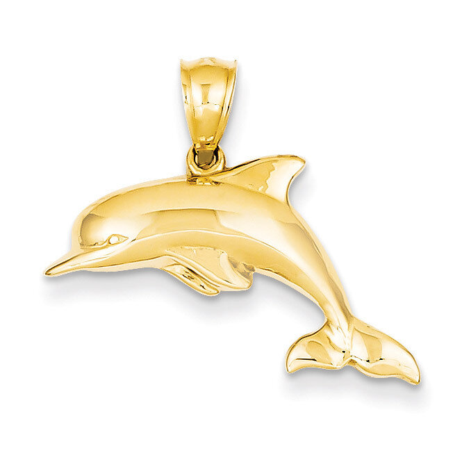 3-Dimensional Dolphin Pendant 14k Gold Polished C3426