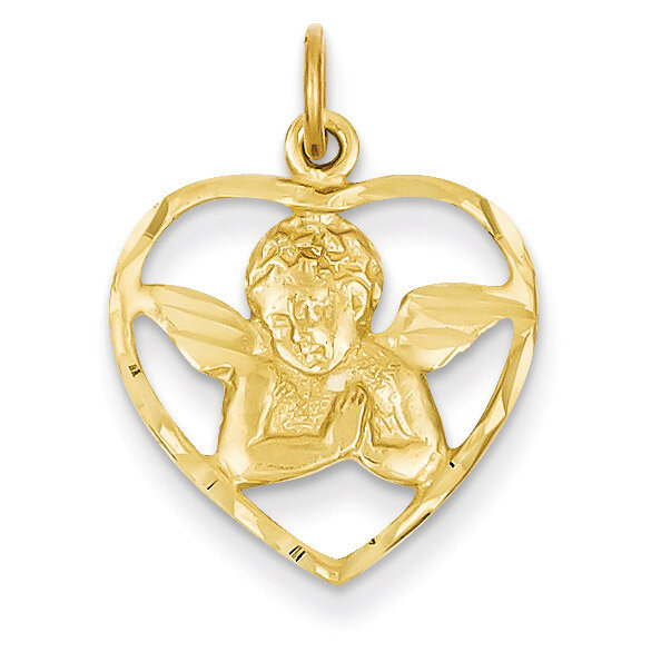 Angel in Heart Charm 14k Gold C343