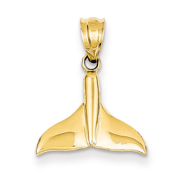 Open-Backed Whale Tail Pendant 14k Gold Solid Polished C3430