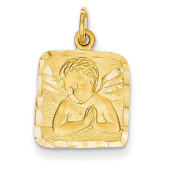 Satin & Diamond -cut Angel Charm 14k Gold C346