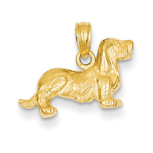 Long-Haired Dachshund Dog Pendant 14k Gold C3514
