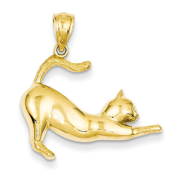 Stretching Cat Pendant 14k Gold C3521