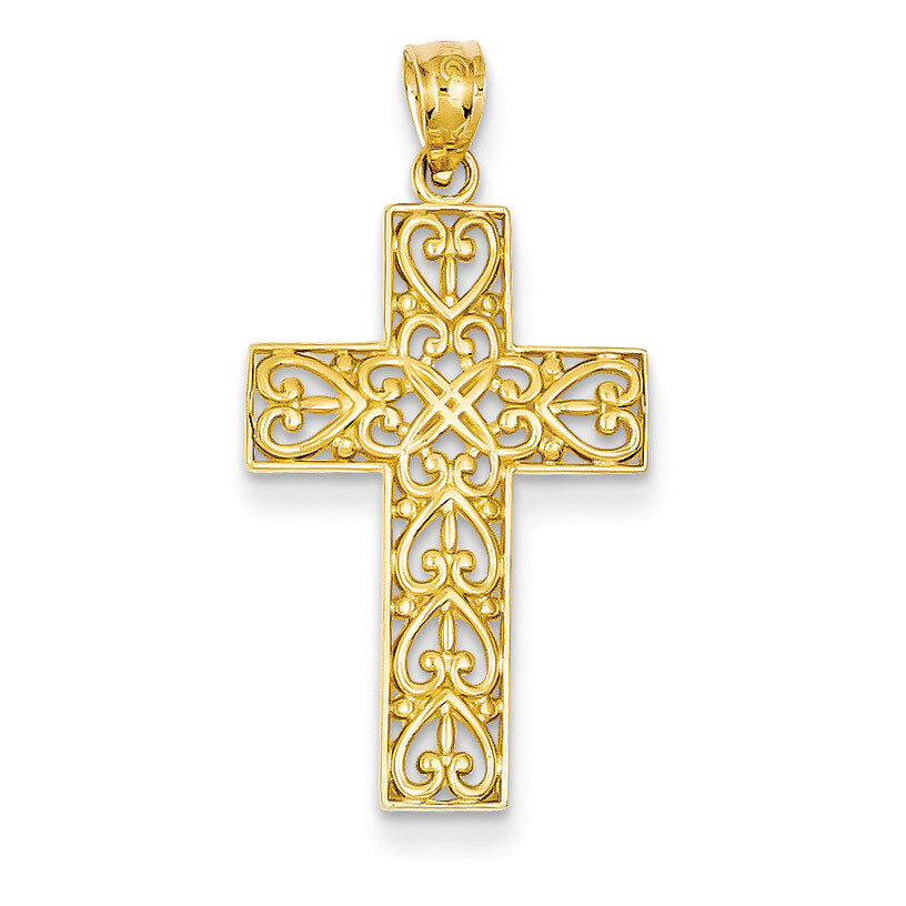 Filigree Cross Pendant 14k Gold Diamond-cut C3604, MPN: C3604, 883957456836