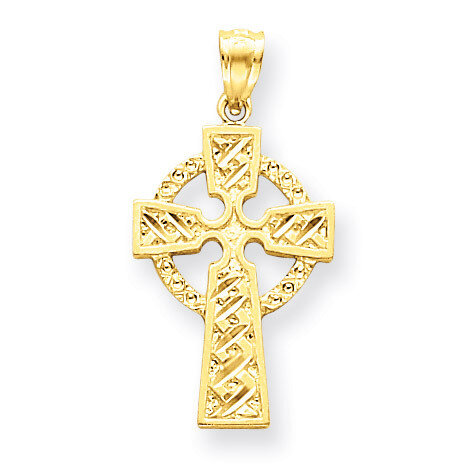 Celtic Cross Pendant 14k Gold Diamond-cut C3608