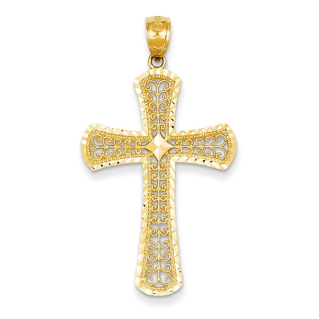 Filigree Cross Pendant 14k Gold Diamond-cut C3621, MPN: C3621, 883957430508