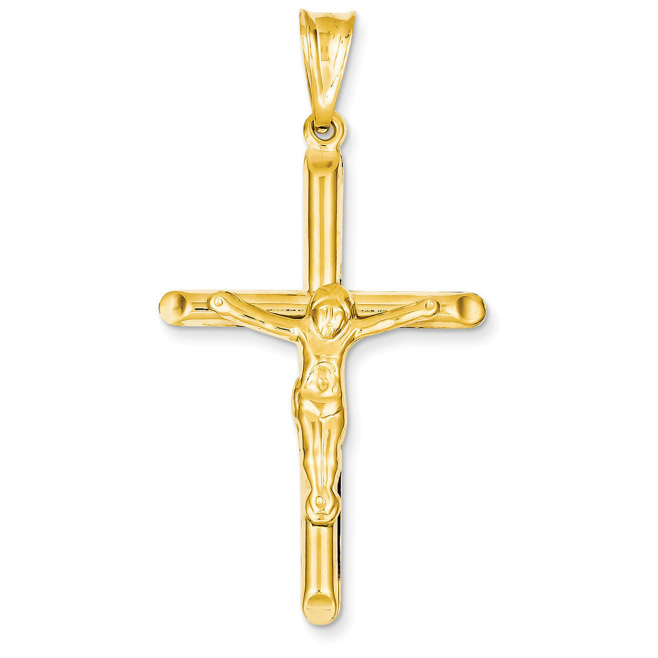 Hollow Crucifix Pendant 14k Gold Polished C3672