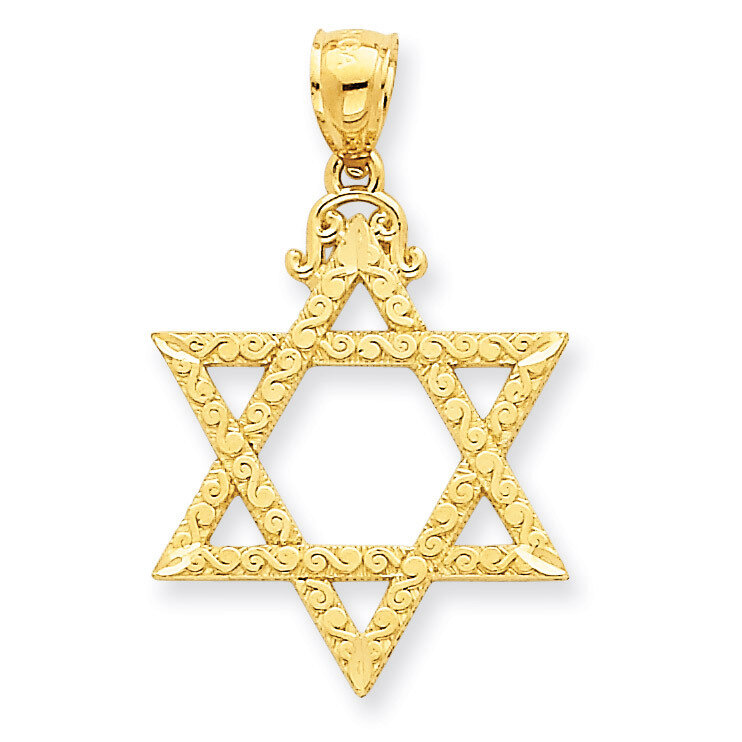 Star of David Pendant 14k Gold Diamond-cut C3741, MPN: C3741, 886774617565