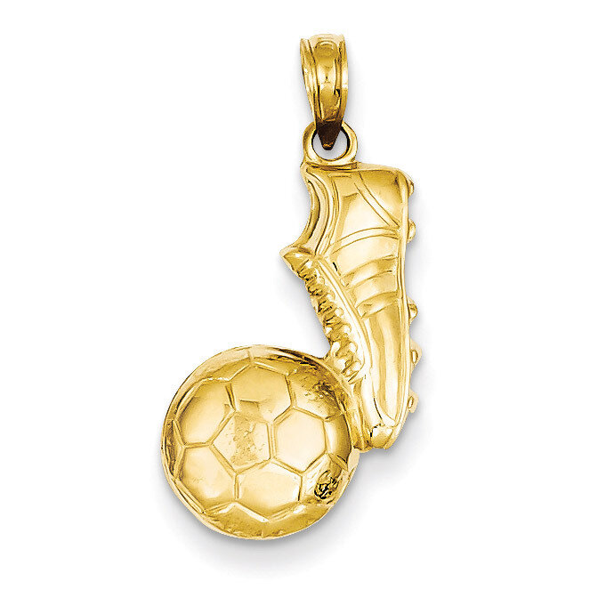 Soccer Ball and Shoe Pendant 14k Gold C3761