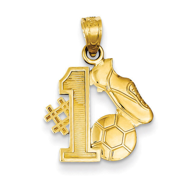#1 Soccer Story with Cleats and Ball Pendant 14k Gold C3762