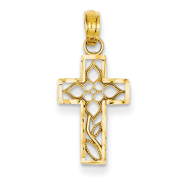 Filigree Cross Pendant 14k Gold Diamond-cut C3791, MPN: C3791, 637218118748