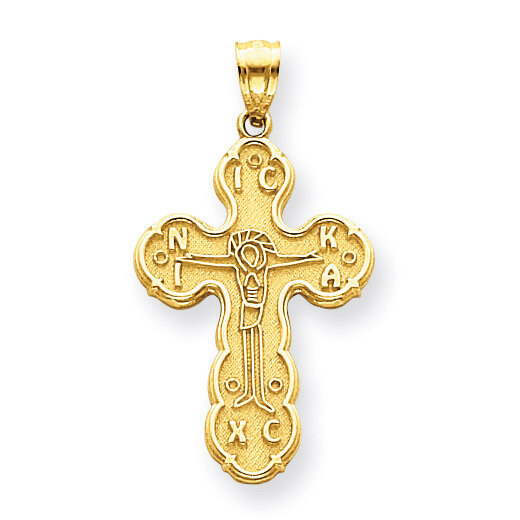 Satin Crucifix Pendant 14k Gold C3837