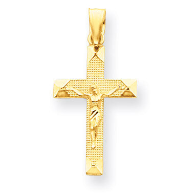 Crucifix Pendant 14k Gold Diamond-cut C3899