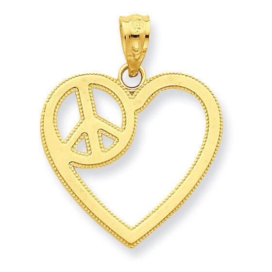 Heart with Peace Sign Pendant 14k Gold C4165