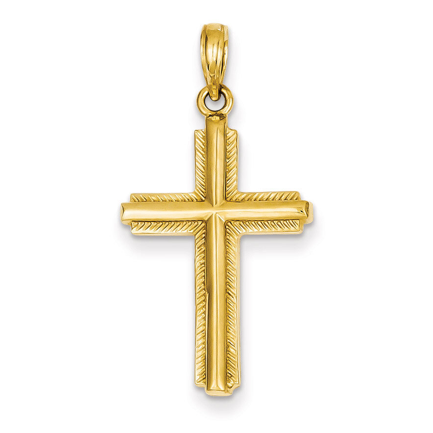 Cross with Striped Border Pendant 14k Gold C4203, MPN: C4203, 637218017553