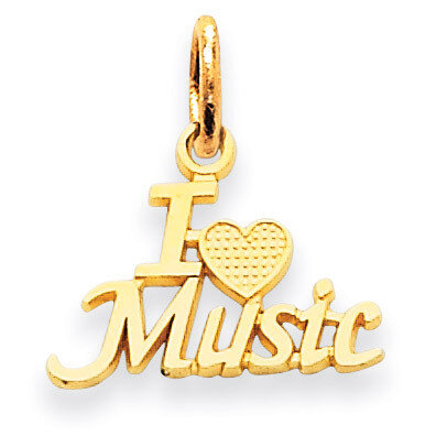 I Love Music Charm 14k Gold C423
