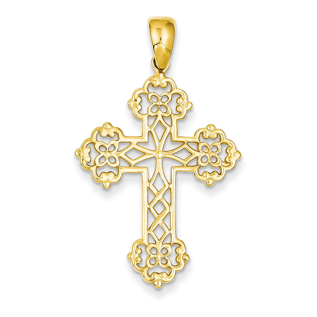 Lacey Budded Cross Pendant 14k Gold C4306