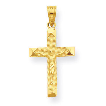 Beveled Tipped Crucifix Pendant 14k Gold C4341