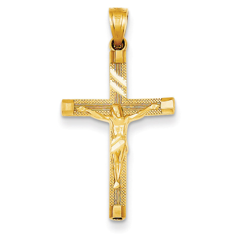 Fancy Tipped Crucifix Pendant 14k Gold Diamond-cut C4350