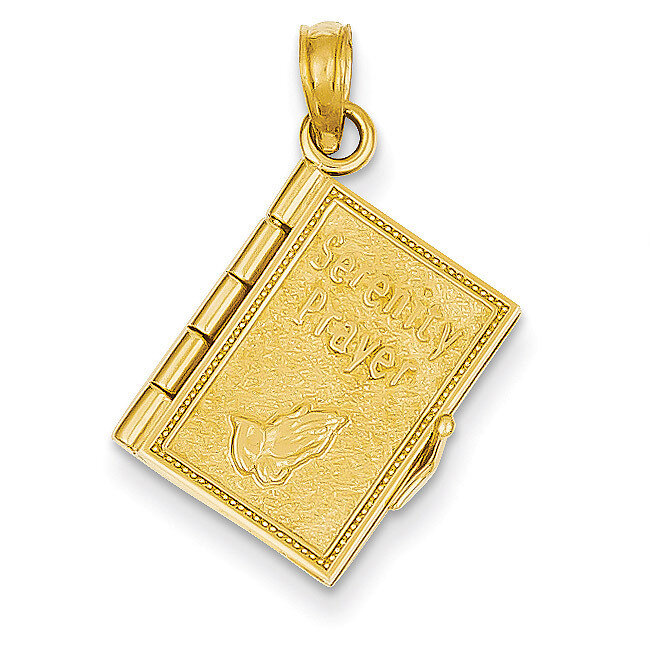 3-D Moveable Pages Serenity Prayer Book Pendant 14k Gold C4424