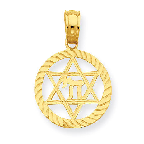 Star of David and Chi in Circle Pendant 14k Gold C4459