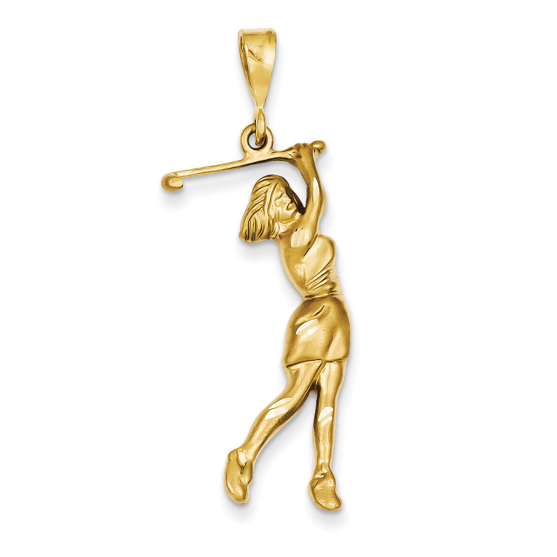 Female Golfer Pendant 14k Gold C727