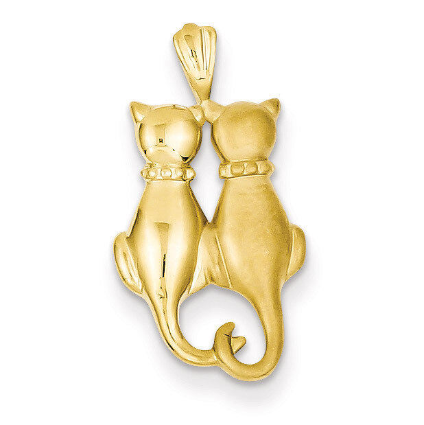 Satin & Polished Cats Pendant 14k Gold C860
