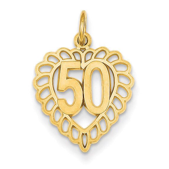 50 in Heart Charm 14k Gold C987