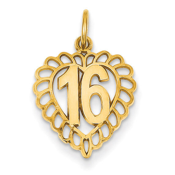 16 in a Heart Charm 14k Gold C989