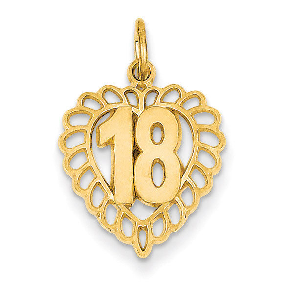18th Heart Charm 14k Gold C990