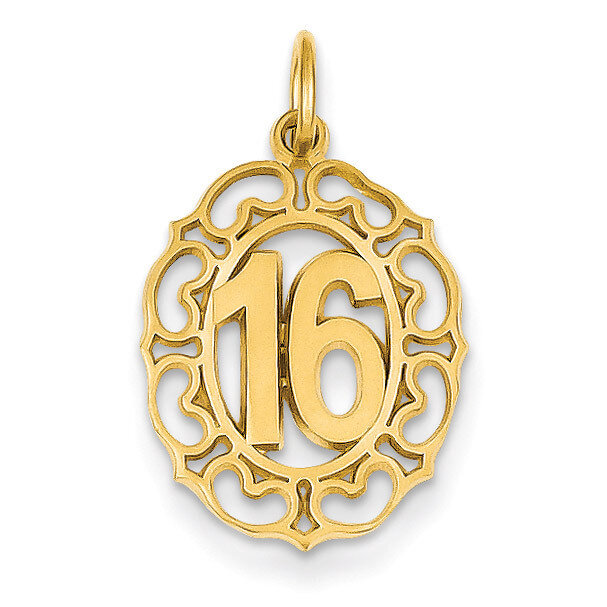 #16 in Oval Circle Pendant 14k Gold C994