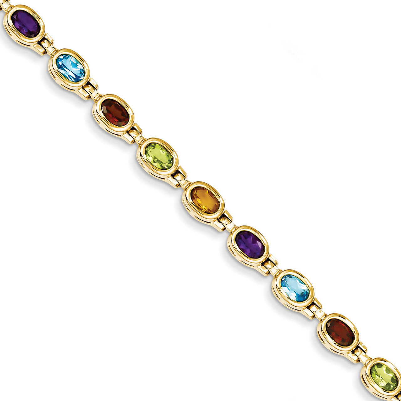 Gemstone Rainbow Bracelet 7 Inch 14k Gold CB698-7
