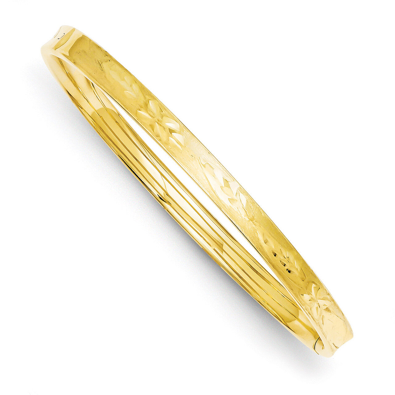 3 16 Diamond-cut Concave Hinged Bangle Bracelet 14k Gold CC3/16