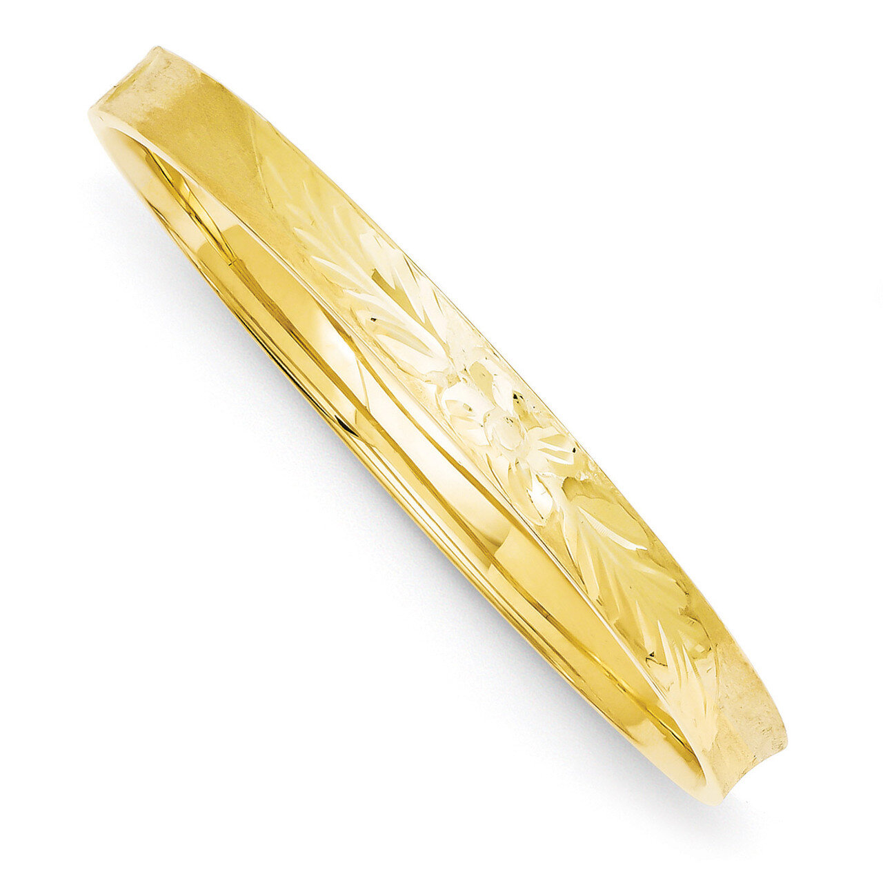 4 16 Diamond-cut Concave Hinged Bangle Bracelet 14k Gold CC4/16