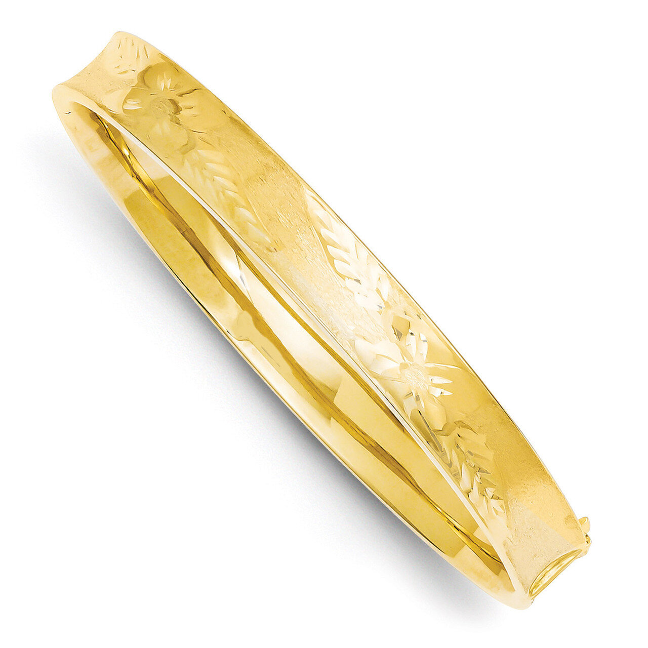 5 16 Diamond-cut Concave Hinged Bangle Bracelet 14k Gold CC5/16