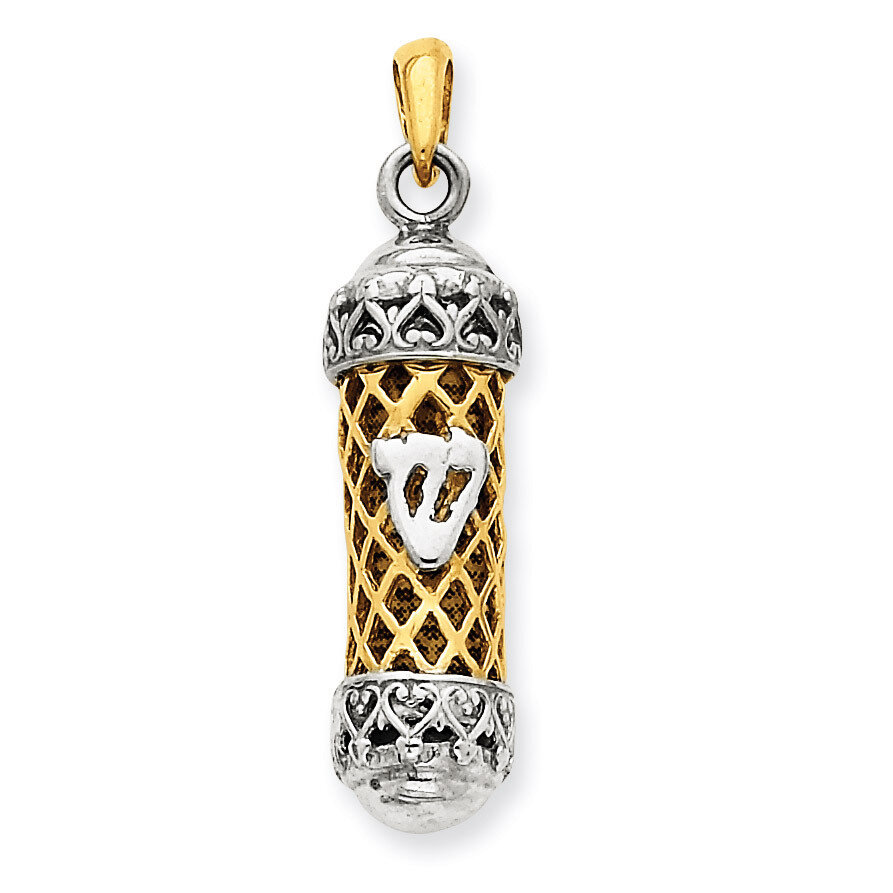 Mezuzah with Shin Charm 14k Two-Tone Gold CG41