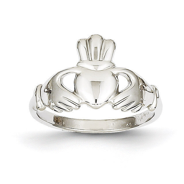 Polished Claddagh Ring 14k White Gold CH222