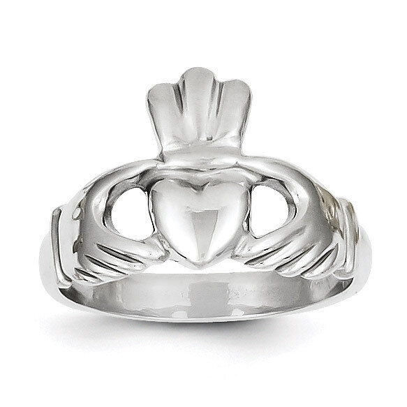 Polished Men's Claddagh Ring 14k White Gold CH223