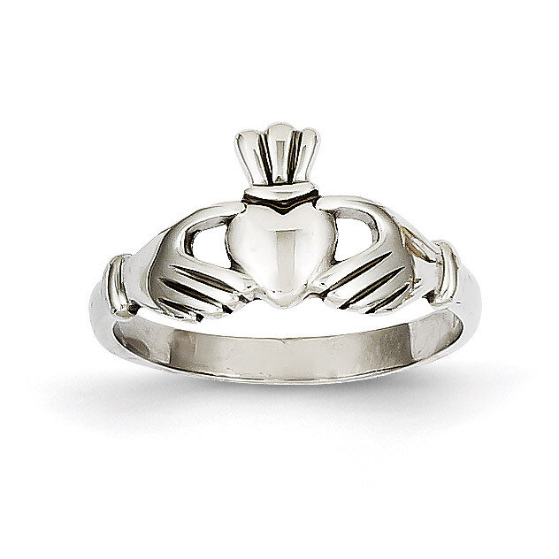 Polished Claddagh Ring 14k White Gold CH224