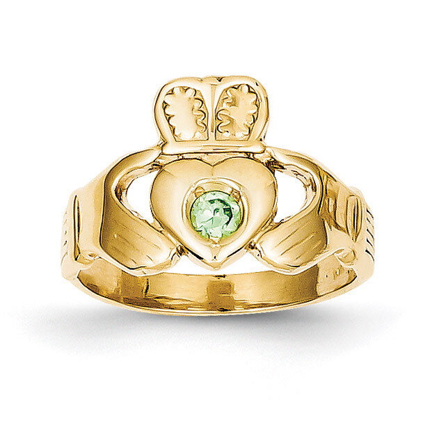 Green Synthetic Claddagh Ring 14k Gold CH226