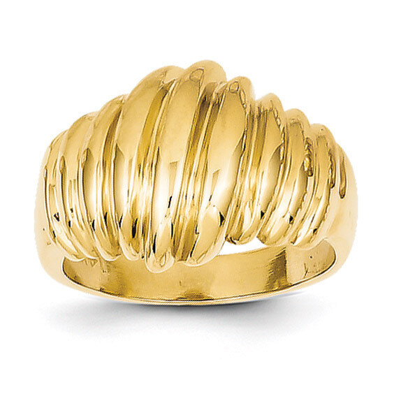Scalloped Dome Ring 14k Gold Polished CH244