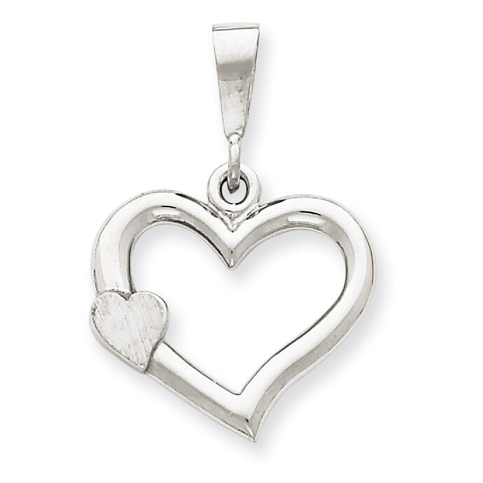 Polished Fancy Heart Pendant 14k White Gold Solid Satin D1053, MPN: D1053, 886774092041